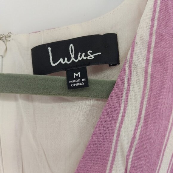 Lulu's Jacqui Lavender and White Striped Button Front Midi Dress - Picture 8 of 10